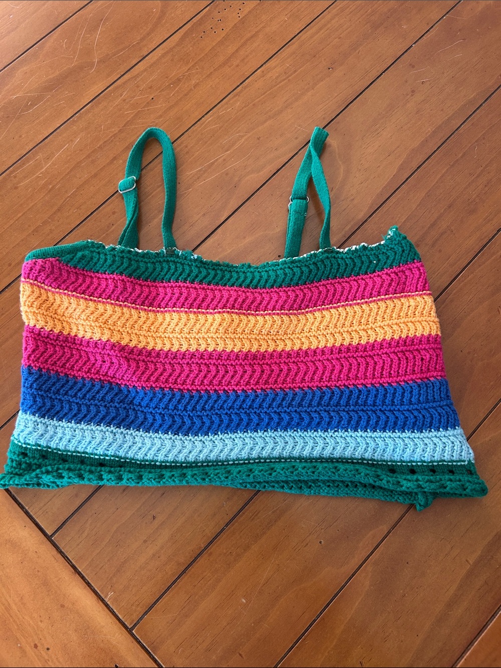 Hollister Crochet Knit Rainbow Stripe Crop Tank Top Size Medium